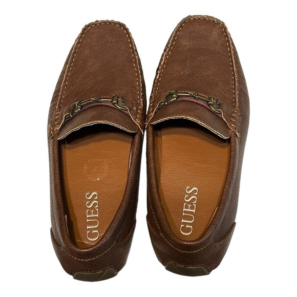 Guess Men’s Abbey Driver Loafer 7.5 Brown Faux Leather Classic Casual Preppy - Picture 2 of 8